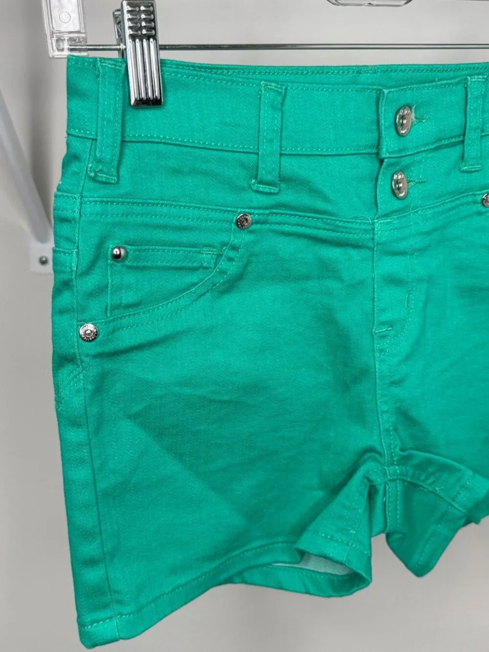 Justice Premium Green Stretch Denim Shorts Girls 14R